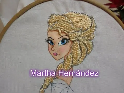 Bordado Fantasía Cabello Elsa Frozen - YouTube