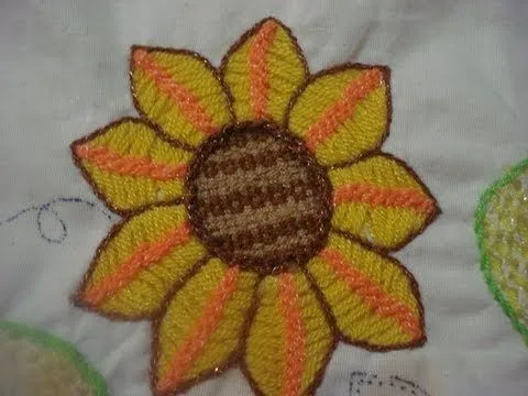 Bordado Fantasia Cadena Girasol - YouTube
