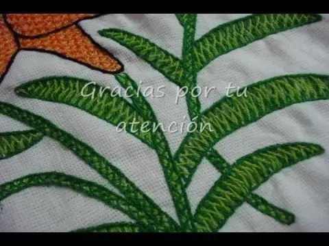 Bordado Fantasía Hoja Flor Lily - YouTube