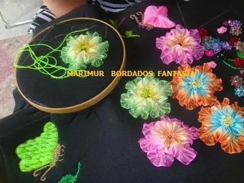 Bordado Fantasia Panera Mariposa y Hoja marimur 425 - YouTube Bordado Fantasia Panera Mariposa y Hoja marimur 425 - YouTube