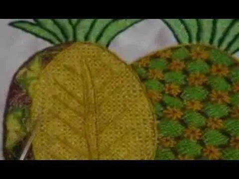 Bordado Fantasia Piña Flores Terminada - YouTube Bordado Fantasia Piña Flores Terminada - YouTube