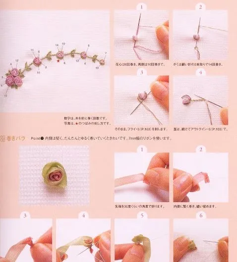 Flores rococo bordadas paso a paso - Imagui