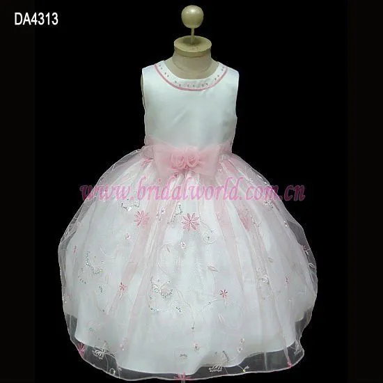 Bordado vestido rosa con bowknot sash para las niñas / venta al ...