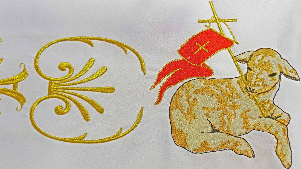 Bordados para mantel de altar de iglesia | Mantel Agnus Dei Bordados para mantel de altar de iglesia | Mantel Agnus Dei