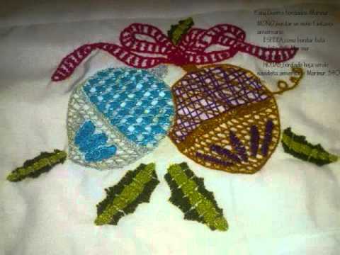 BORDADOS DE SERVILLETAS ARTESANALES NAVIDAD 2013 CON MARIMUR - YouTube