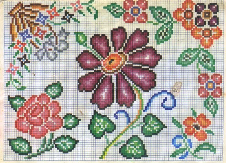 Mis bordados, tejidos y mas...: FLORES EN PUNTO DE CRUZ | punto ...