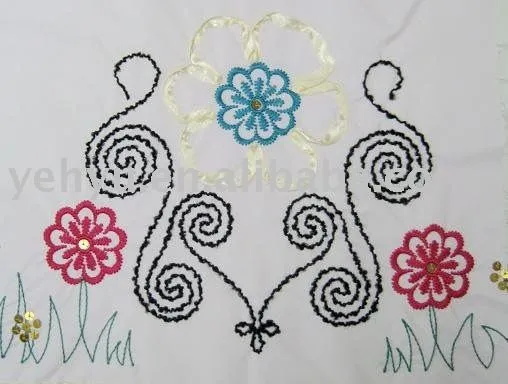 cinta de flores bordado de telas y decorado con lentejuelas y ...
