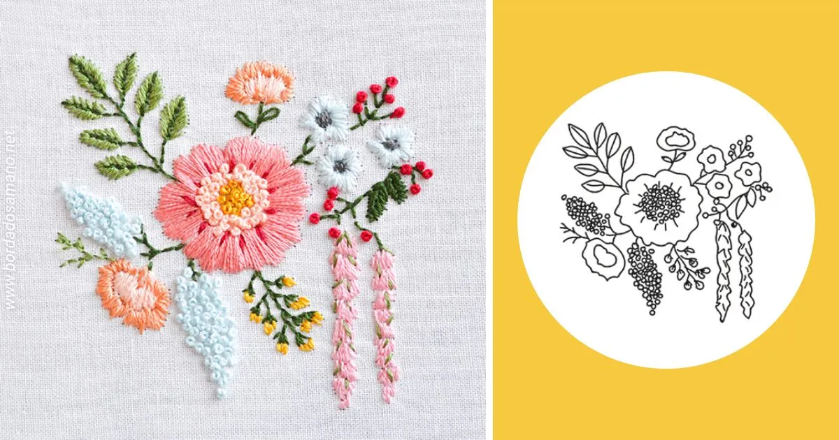 Cómo bordar un ramo de flores - Bordados a Mano Cómo bordar un ramo de flores - Bordados a Mano