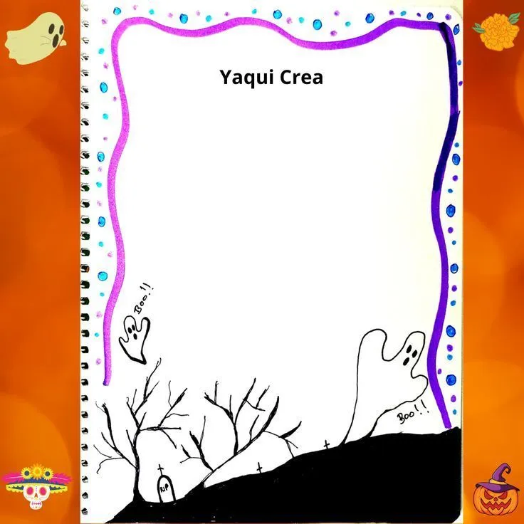 Borde o Margen para apuntes o cuadernos del Día de Halloween | Margenes para cuadernos, Margenes bonitos y faciles, Dia de muertos Borde o Margen para apuntes o cuadernos del Día de Halloween | Margenes para cuadernos, Margenes bonitos y faciles, Dia de muertos