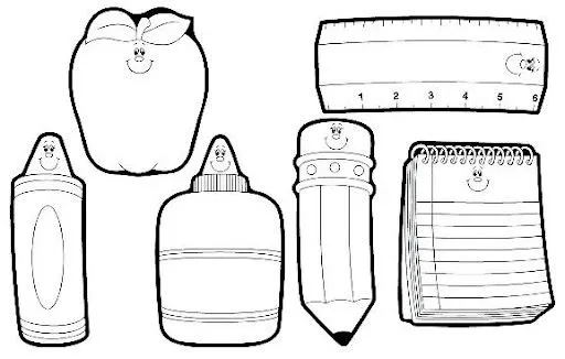 Bordes de utiles escolares infantiles para colorear - Imagui