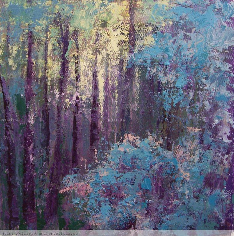 Bosque en morado Acrílico Lienzo Paisaje