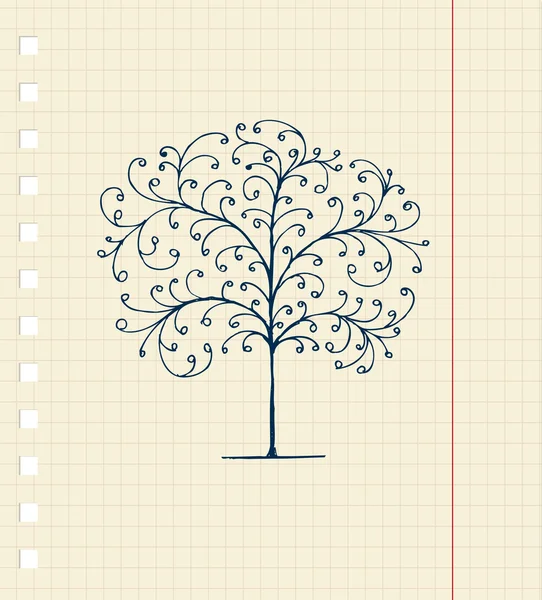 Bosquejo del árbol en hoja de cuaderno para su diseño — Vector ... Bosquejo del árbol en hoja de cuaderno para su diseño — Vector ...