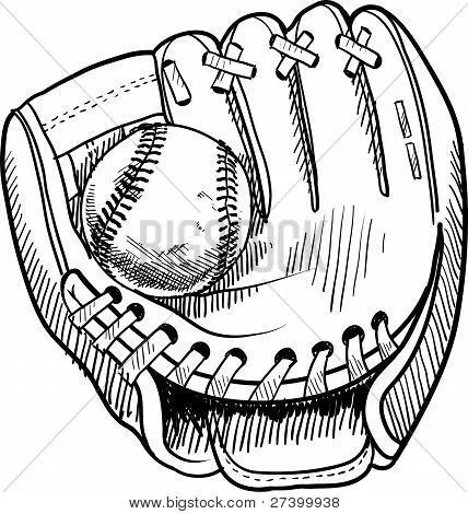 Bosquejo del guante de béisbol. Para pintar, colorear. | Béisbol ...