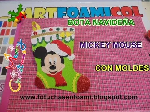 NUEVA BOTA NAVIDEÑA MICKEY MOUSE DE DISNEY EN FOAMY CON MOLDES ...