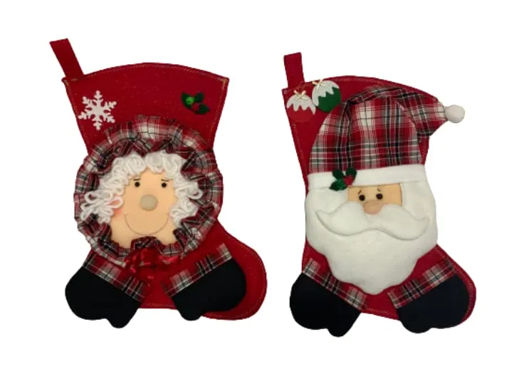 BOTAS, CALCETAS, MEDIAS NAVIDEÑAS SANTA CLAUS & SRA CLAUS - Hermoso adorno Handmade color vino para que BOTAS, CALCETAS, MEDIAS NAVIDEÑAS SANTA CLAUS & SRA CLAUS - Hermoso adorno Handmade color vino para que