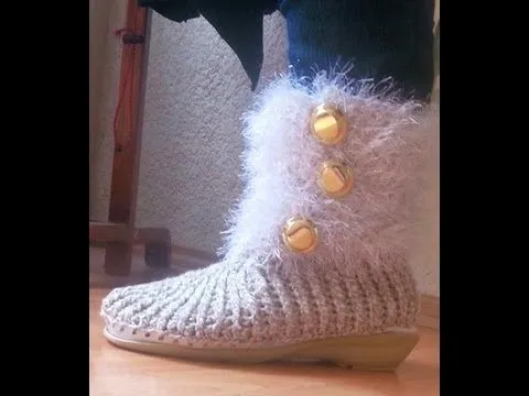 BOTAS CON SUELA DE PLÁSTICO TEJIDA PASO 1 - YouTube BOTAS CON SUELA DE PLÁSTICO TEJIDA PASO 1 - YouTube
