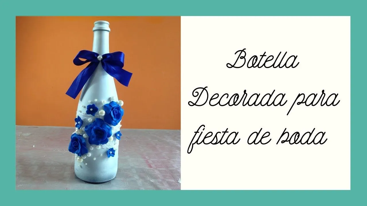 Botella decorada para fiesta de boda Bottle decorated for wedding ...