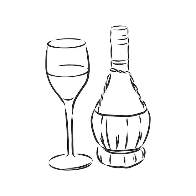 Botella de vino de dibujo. botella de vino, ilustración de dibujo vectorial | Vector Premium Botella de vino de dibujo. botella de vino, ilustración de dibujo vectorial | Vector Premium