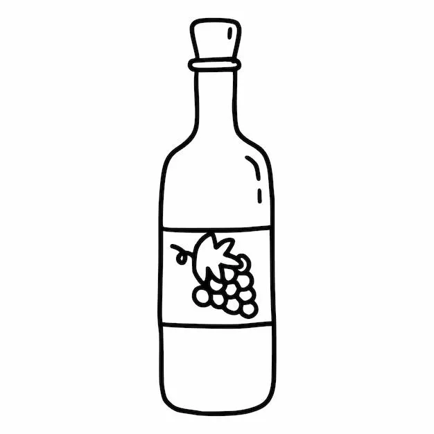 Botella de vino hecha de uvas vector doodle ilustración sketch | Vector Premium Botella de vino hecha de uvas vector doodle ilustración sketch | Vector Premium