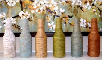Botellas decoradas con hilo sisal « Manualidades Botellas decoradas con hilo sisal « Manualidades