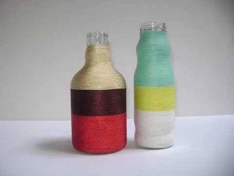 Botellas decoradas con hilos - YouTube