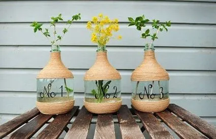 Botellas decoradas con hilo sisal « Manualidades