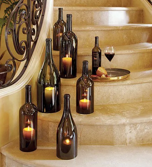 Botellas y velas para un centro de mesa - Guía de MANUALIDADES Botellas y velas para un centro de mesa - Guía de MANUALIDADES