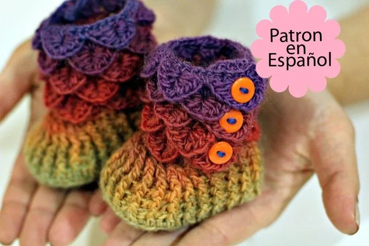 Botitas Bebe Puntada Cocodrilo | Crochet Zapatos Escarpines ...