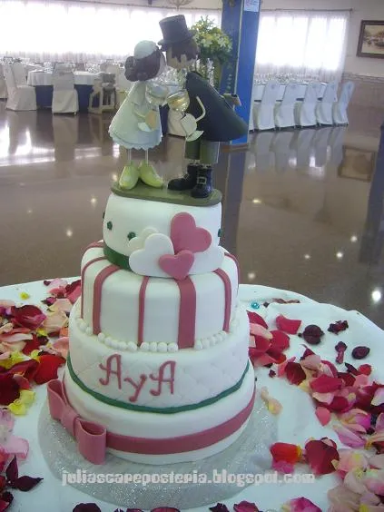 La boutique de las tartas - Cake Design: Tarta de boda rosa y verde La boutique de las tartas - Cake Design: Tarta de boda rosa y verde