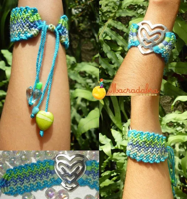 Brazalete Camino del Inca Azul y Verde #macrame Brazalete Camino del Inca Azul y Verde #macrame