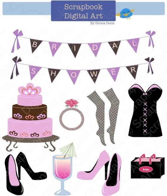 Bridal Shower Clip Art. Bachelorette Party por ScrapbookDigitalArt