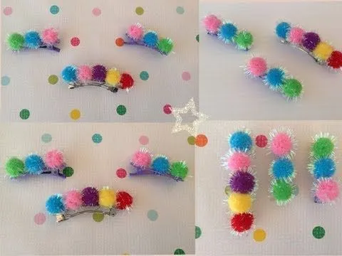 BROCHES PARA NIÑAS HECHOS CON POMPONES. - YouTube