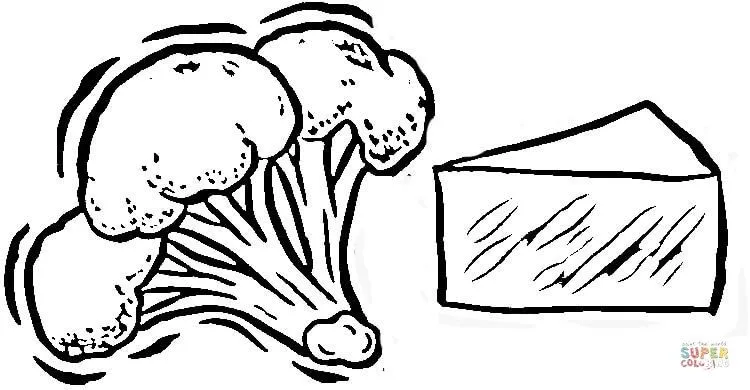 Brócoli y Queso dibujo para colorear | SuperColoring.com Brócoli y Queso dibujo para colorear | SuperColoring.com