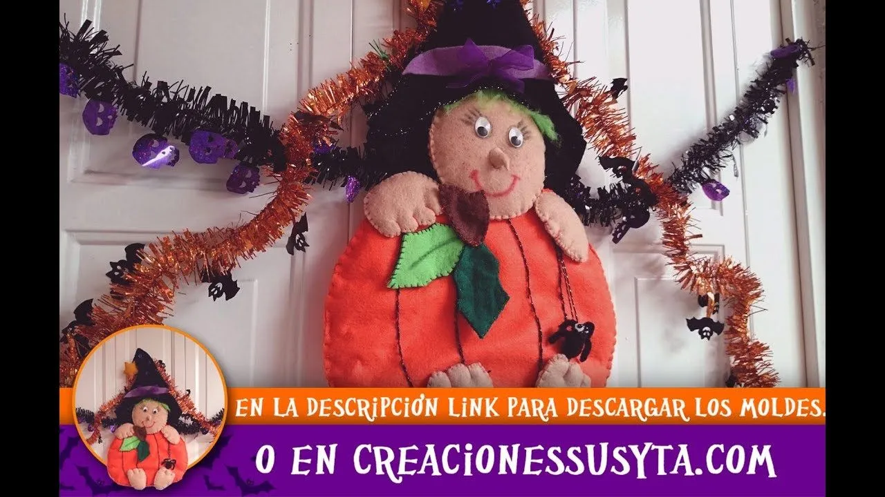 Como hacer Brujita para halloween Moldes Gratis - YouTube Como hacer Brujita para halloween Moldes Gratis - YouTube