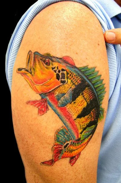Bruno Santos: Tatuagem peixe realista colorido