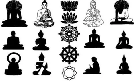 Buda y dioses tibetanos: dibujos en vectores a ... Buda y dioses tibetanos: dibujos en vectores a ...