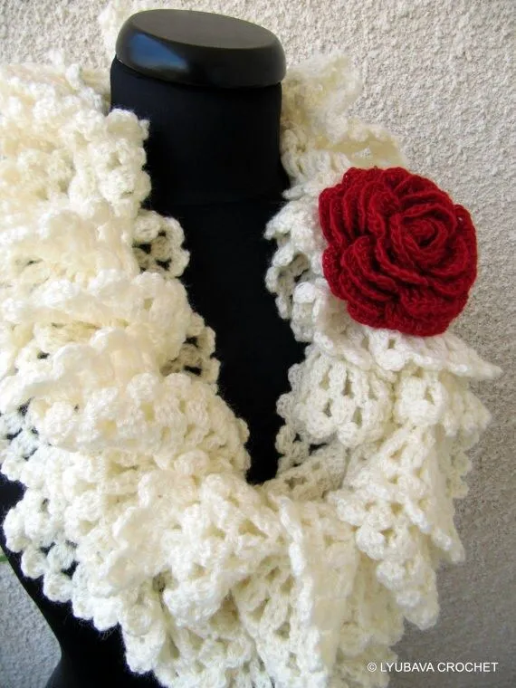 Bufanda con flores a crochet - Imagui