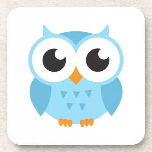 Búho azul lindo del bebé del dibujo animado posavasos de bebida ...