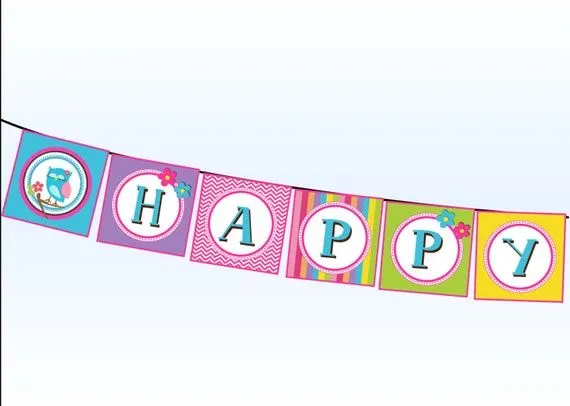 Búho cumpleaños Banner Mod buho feliz por StorybookLaneCrafts