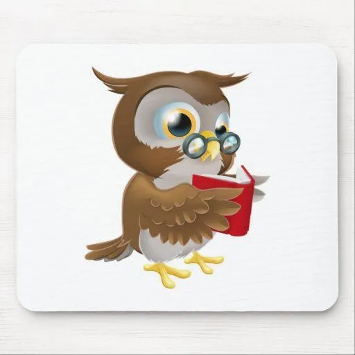Búho del dibujo animado que lee un libro tapete de ratón | Zazzle