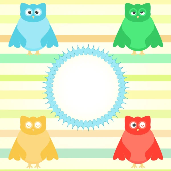Buho de dibujos animados en colores de fondo — Vector stock ... Buho de dibujos animados en colores de fondo — Vector stock ...