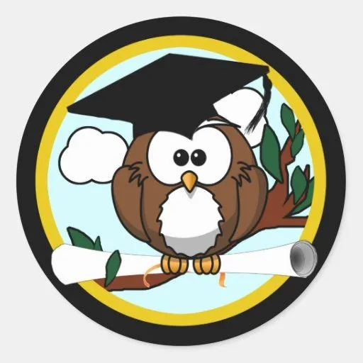 Búho lindo de la graduación del dibujo animado con pegatina ... Búho lindo de la graduación del dibujo animado con pegatina ...