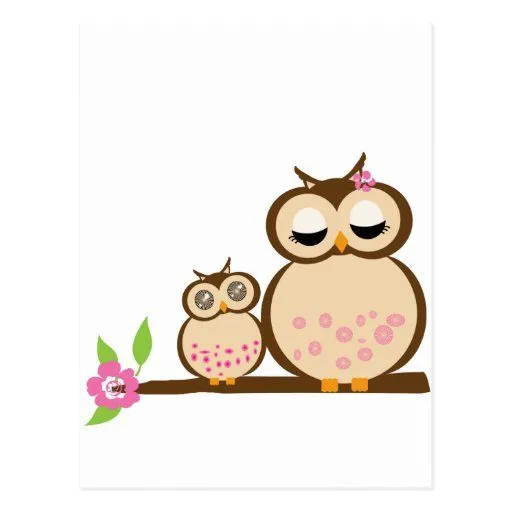 Búho lindo de la mamá y del bebé postales | Zazzle Búho lindo de la mamá y del bebé postales | Zazzle