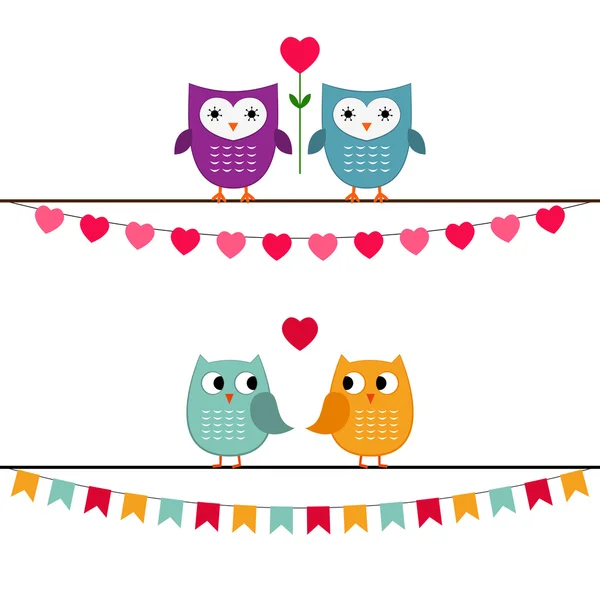 Buho parejas de conjunto — Vector stock © lattesmile #11329551