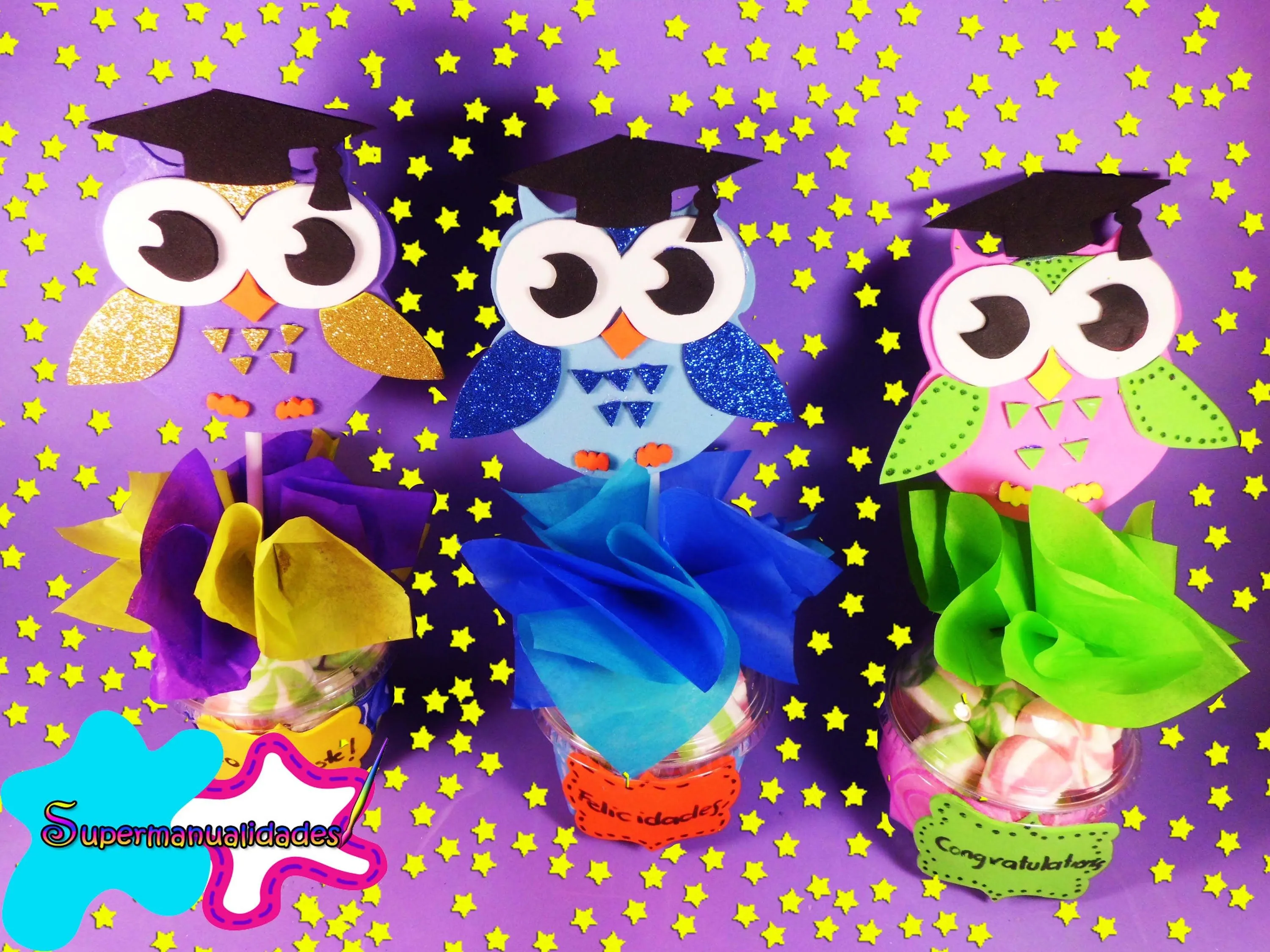 Búho para souvenirs de graduación infantil - Manualidades en Goma Eva y Foami Búho para souvenirs de graduación infantil - Manualidades en Goma Eva y Foami