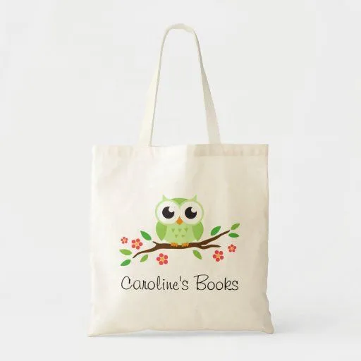 El búho verde lindo en rama personalizó el libro bolsa tela barata ... El búho verde lindo en rama personalizó el libro bolsa tela barata ...