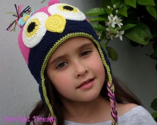 búho", gorro para niña tejido a crochet | Búho maníacos ... búho", gorro para niña tejido a crochet | Búho maníacos ...