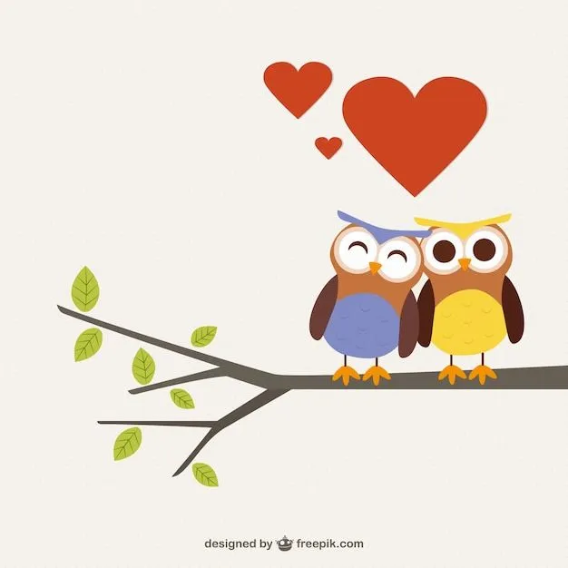 Dibujo de búhos enamorados | Descargar Vectores gratis