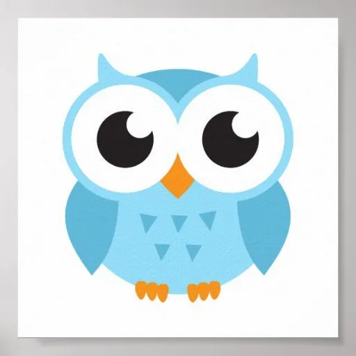 Búho azul lindo del bebé del dibujo animado póster | Zazzle