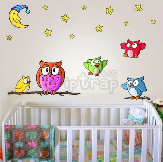 Buhos de colores para decorar las paredes | Decoideas.Net